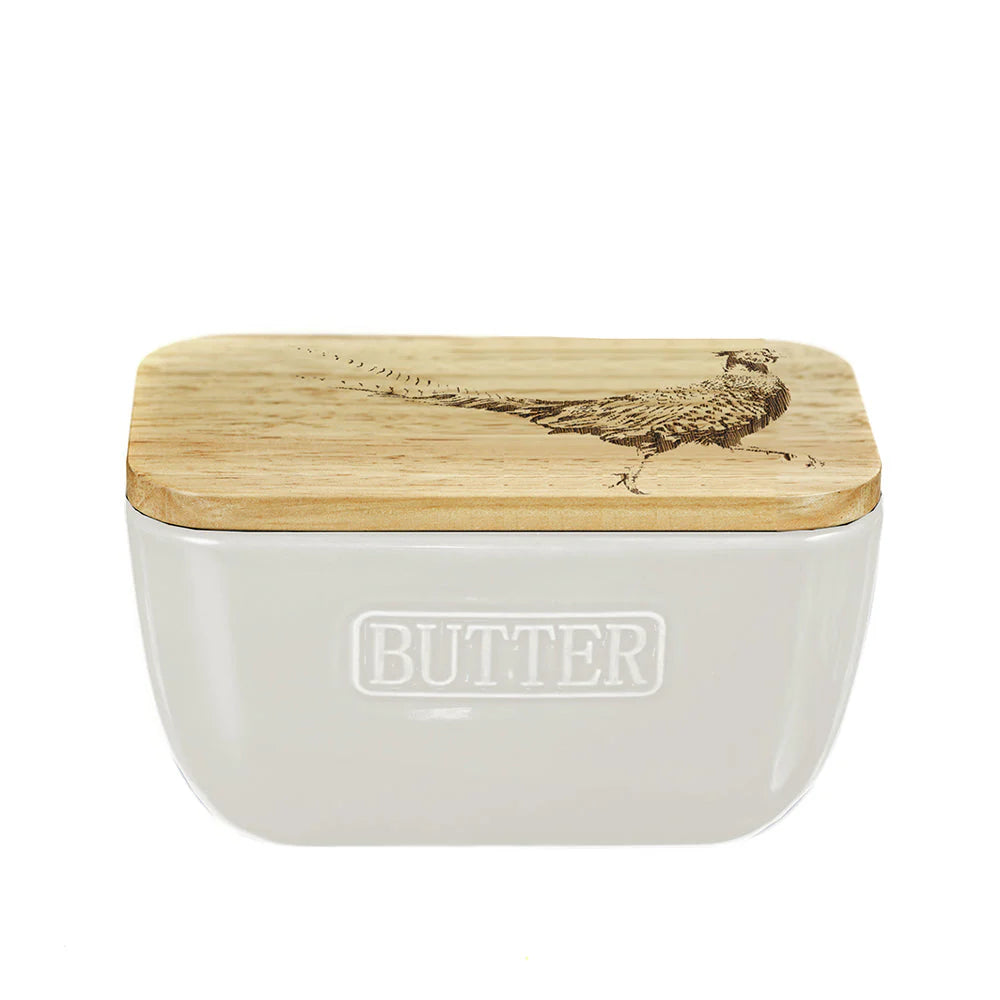 Selbrae House White Butter Dish Pheasant