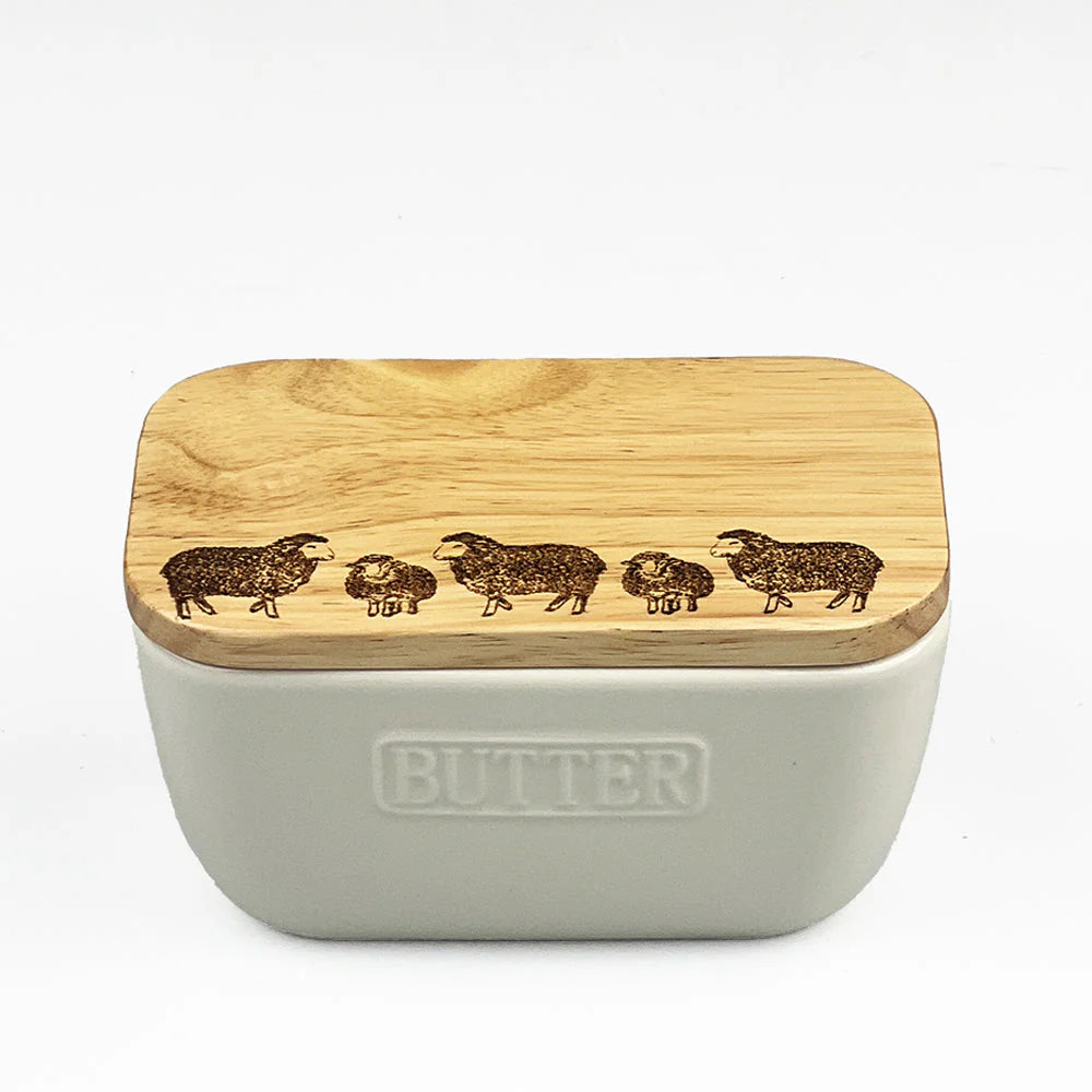 Selbrae House White Butter Dish Sheep