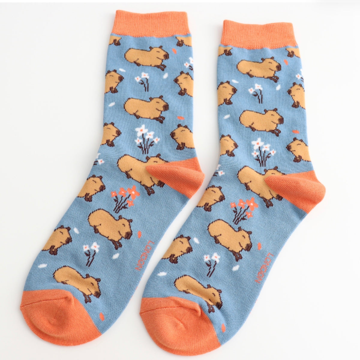 Miss Sparrow Cute Capybara Socks Denim