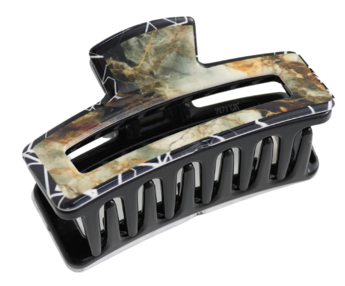 Pure Fashions Rectangle Hair Claw Clip Marble