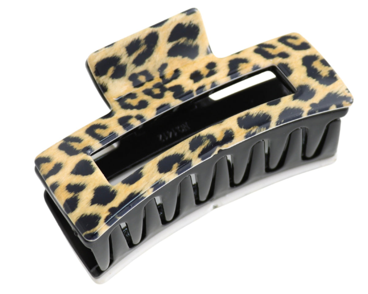 Pure Fashions Rectangle Hair Claw Clip Leopard Print