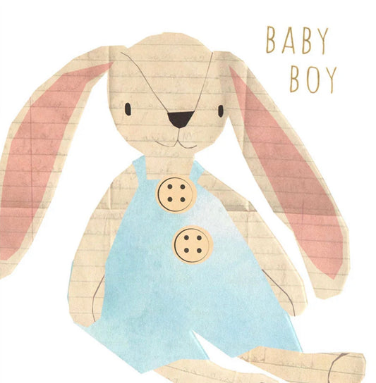 Caroline Gardner Rabbit New Baby Boy Card