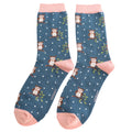 Miss Sparrow Winter Owls Socks Teal