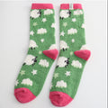 Miss Sparrow Fluffy Sleepy Sheep Socks Grass Green
