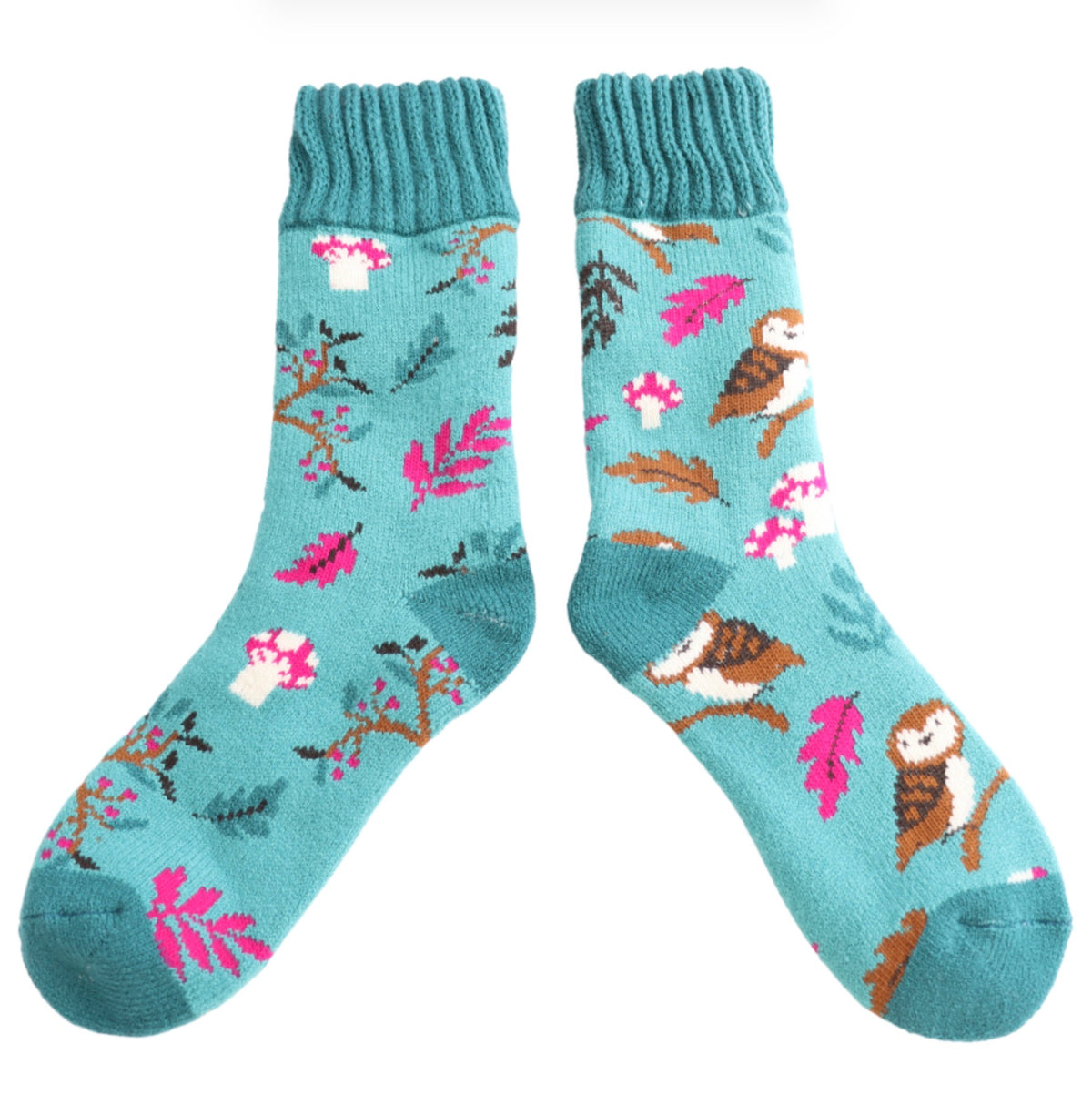 Miss Sparrow Winter Woodland Socks Duck Egg