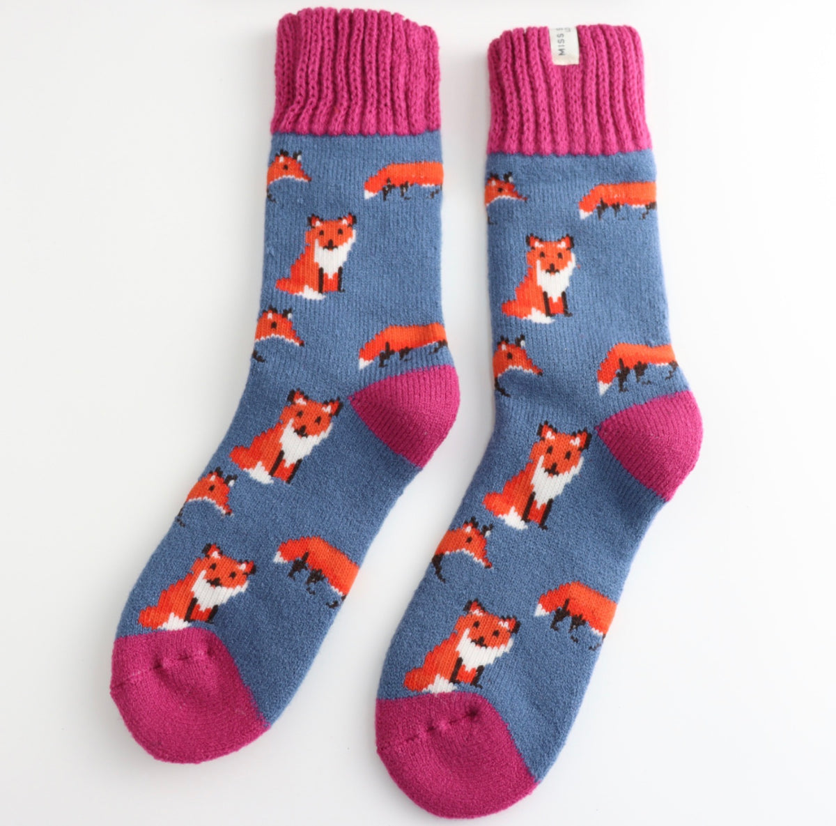 Miss Sparrow Winter Foxes Socks Denim