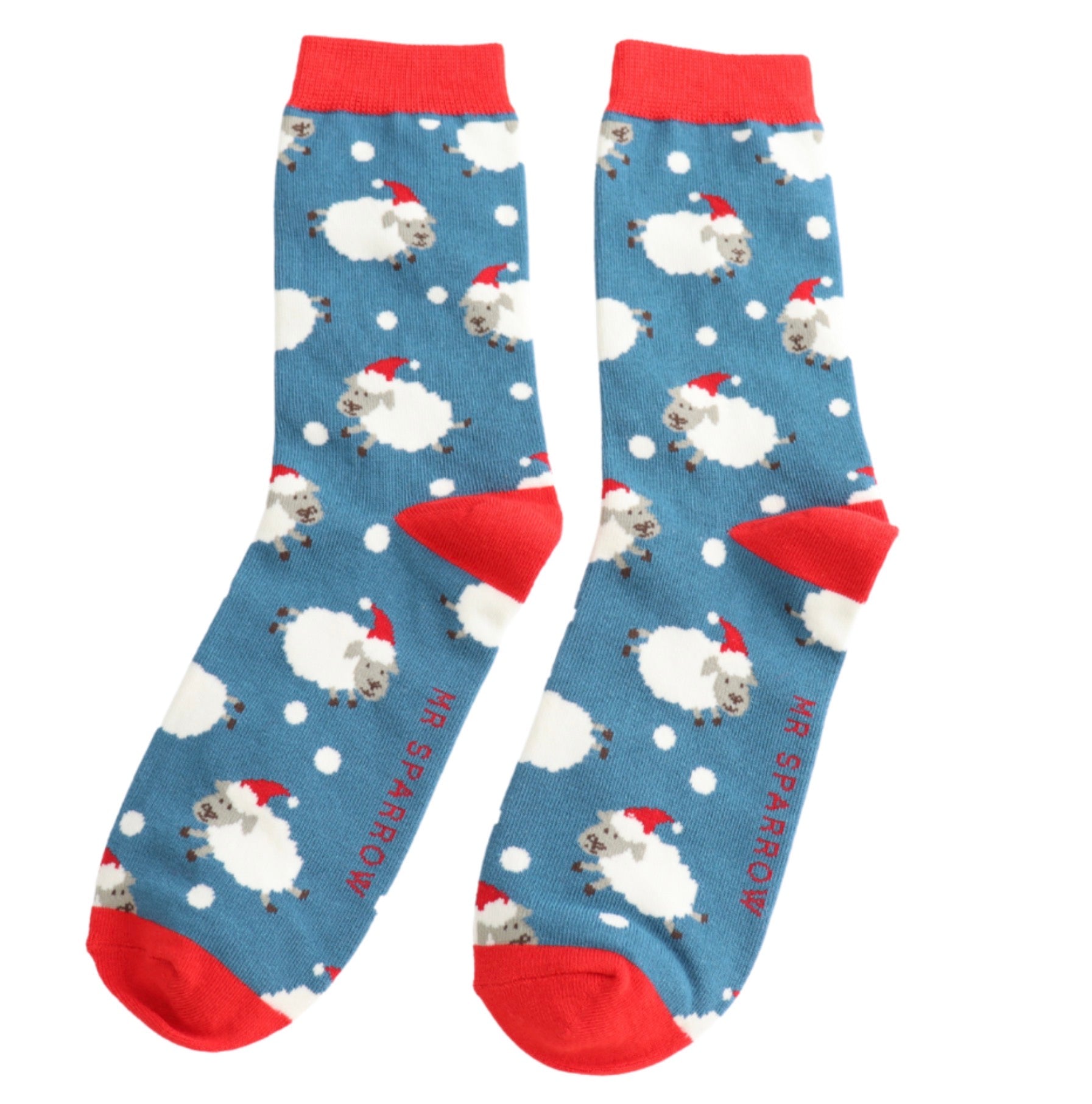 Mr Sparrow Santa Sheep Socks Blue