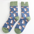 Miss Sparrow Winter Cute Hedgehogs Socks Blue