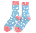 Miss Sparrow Winter Paw Prints Socks Denim