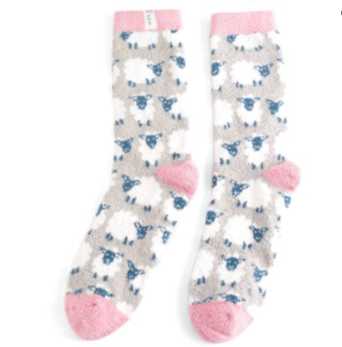 Miss Sparrow Fluffy Happy Sheep Socks Grey