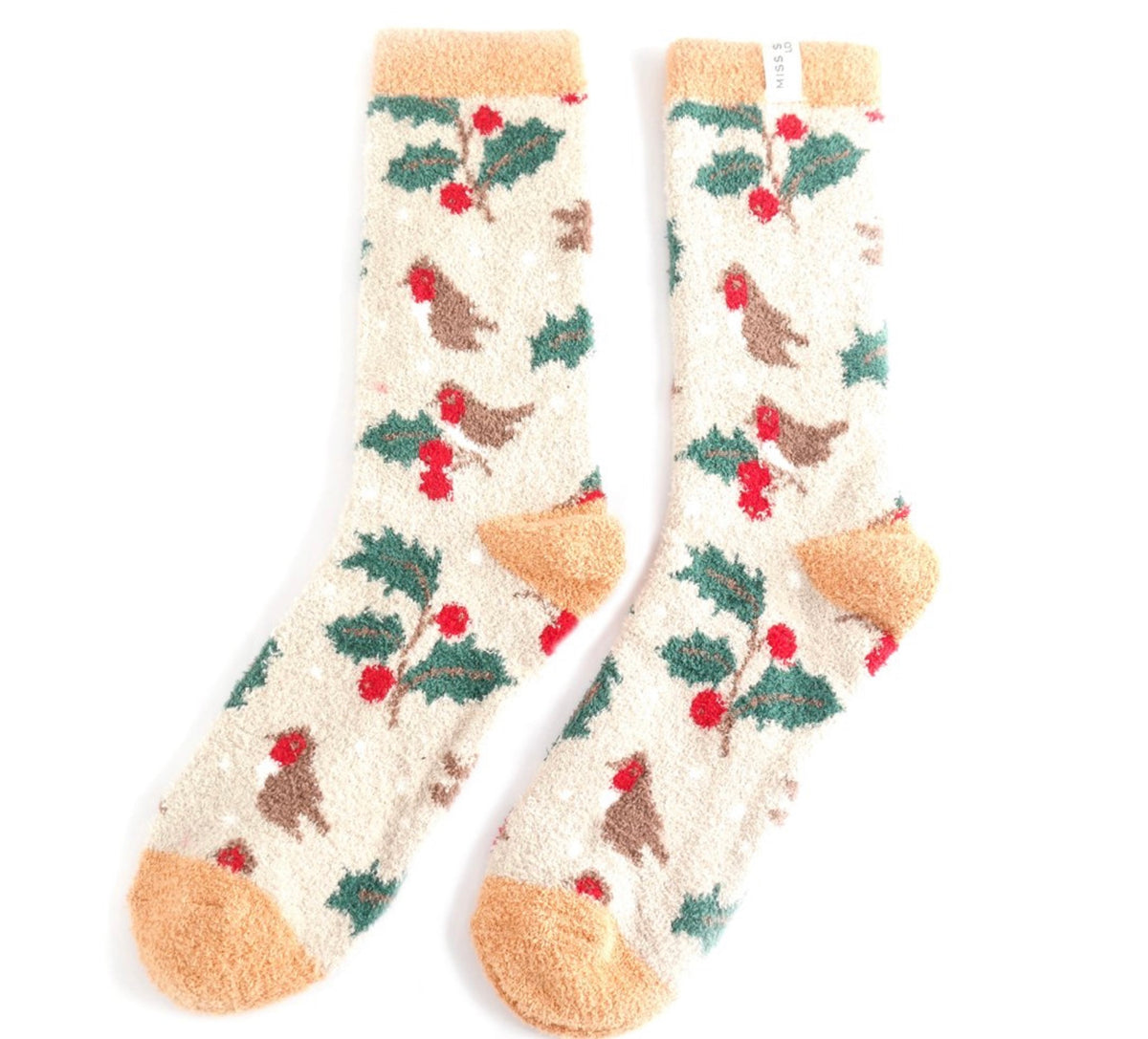 Miss Sparrow Fluffy Winter Hedgerow Socks Silver
