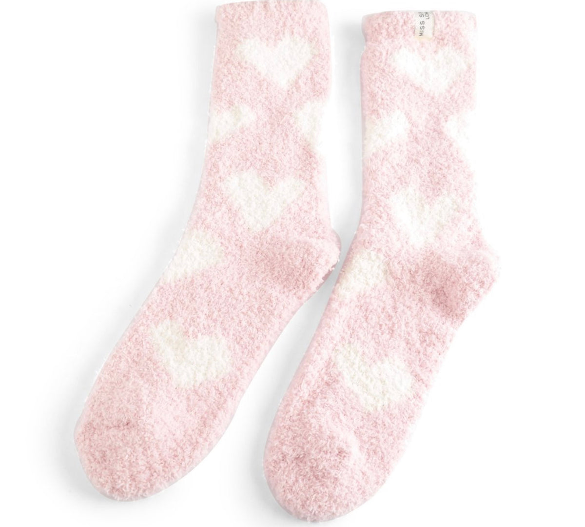 Miss Sparrow Fluffy Hearts Socks Pink