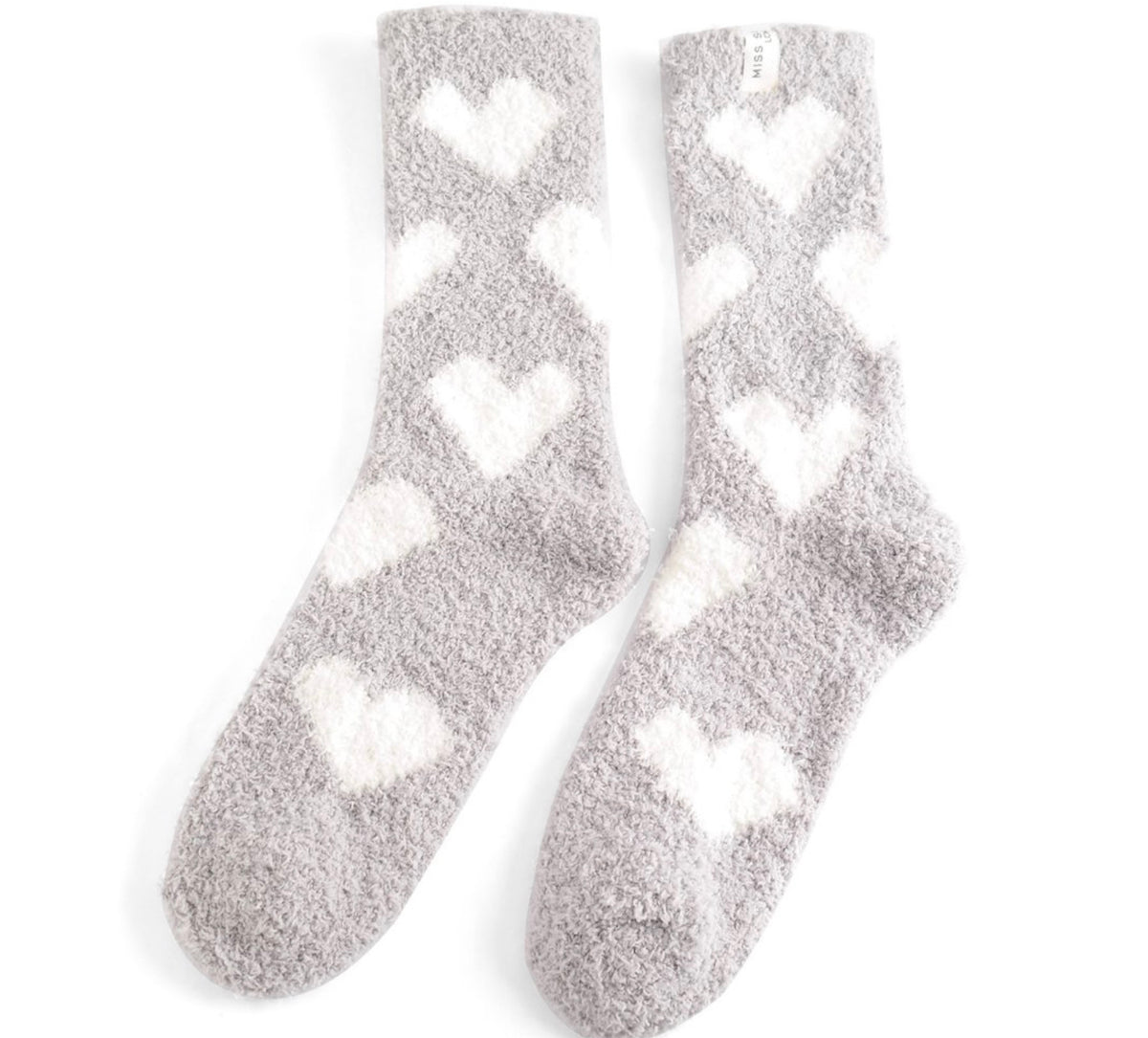 Miss Sparrow Fluffy Hearts Socks Grey