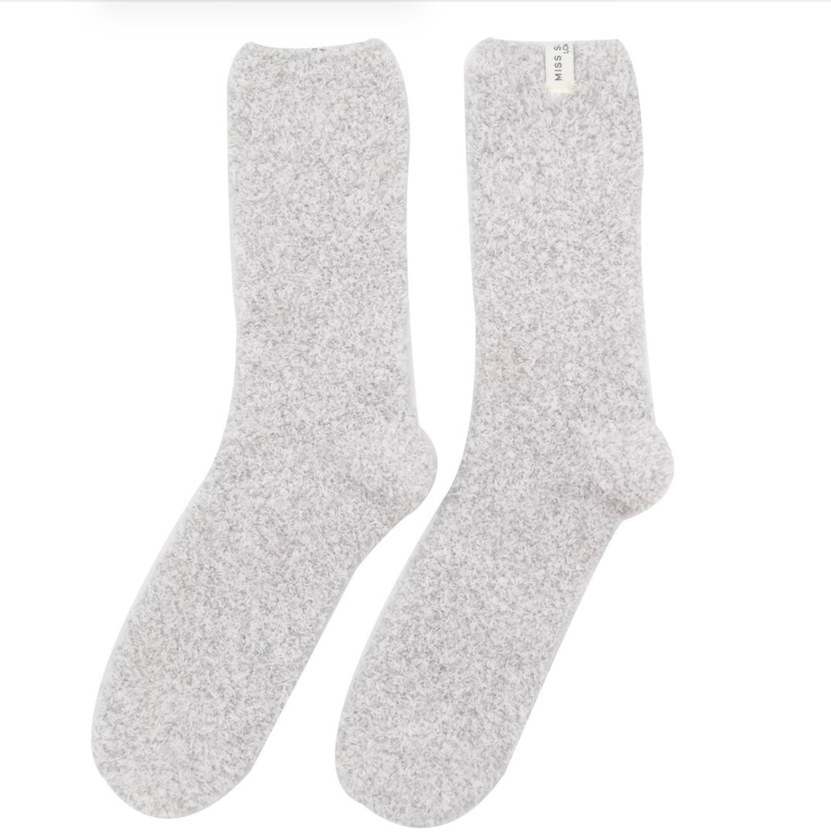 Miss Sparrow Fuzzy Plain Socks Silver