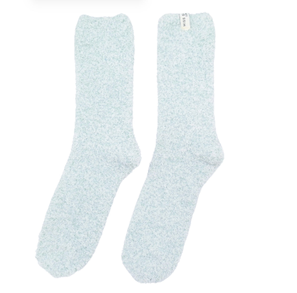 Miss Sparrow Fuzzy Plain Socks Duck Egg