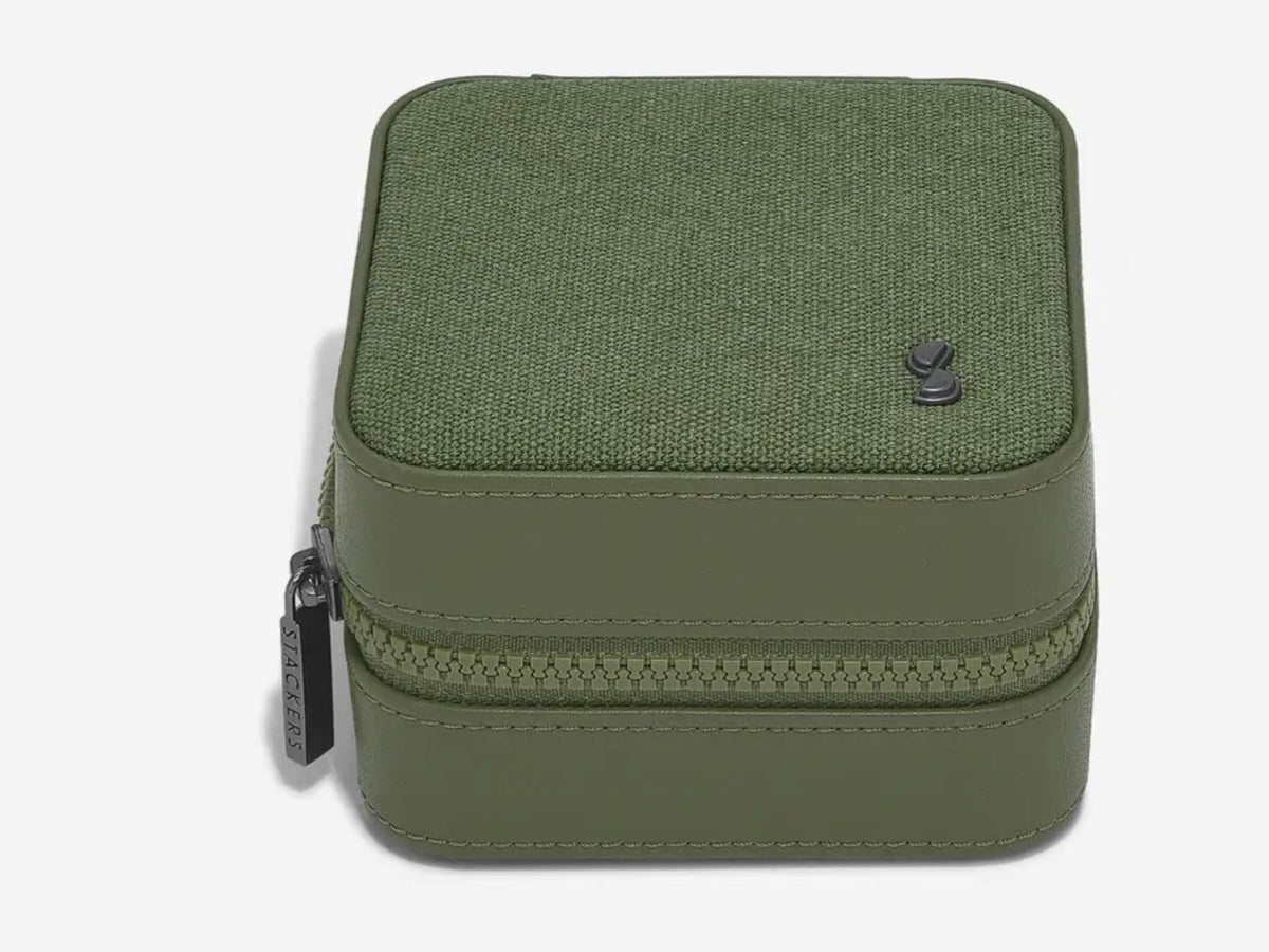 Stackers Canvas Watch & Jewellery Box Green