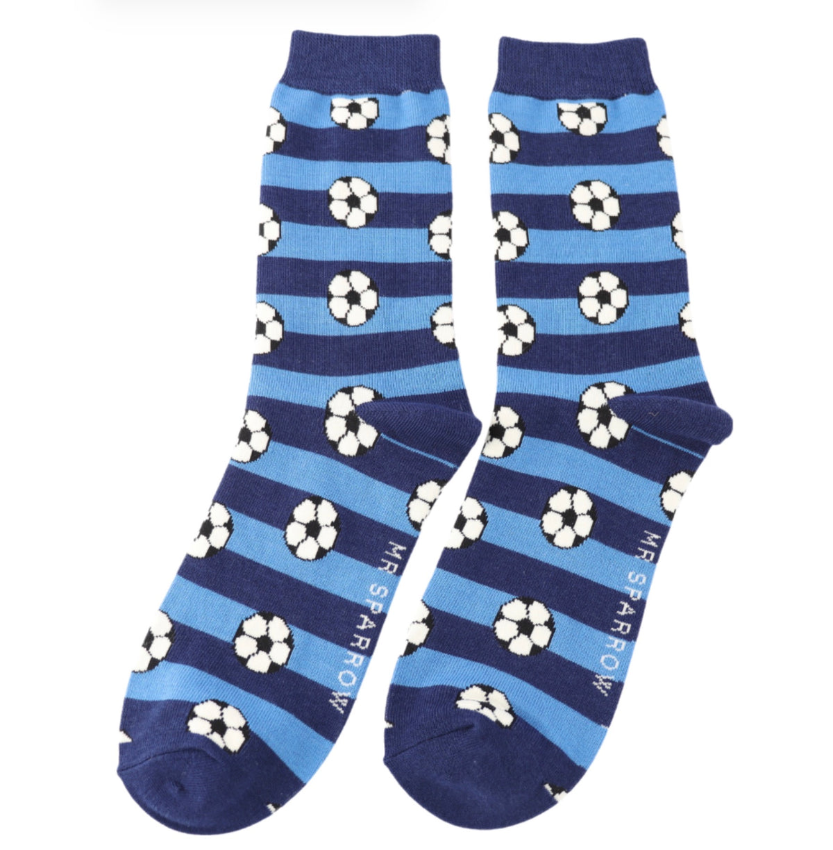 Mr Sparrow Footballs & Stripes Socks Navy