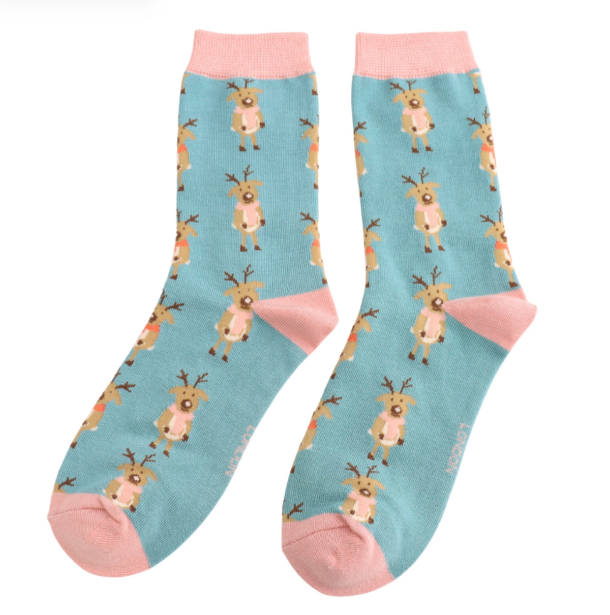 Miss Sparrow Cozy Reindeer Socks Duck Egg