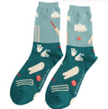 Mr Sparrow Cricket Scene Socks Teal