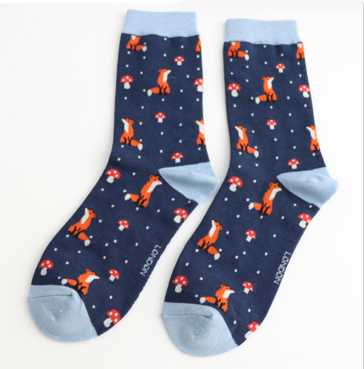 Miss Sparrow Fox & Toadstool Socks Navy