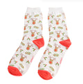 Miss Sparrow Reindeer & Holly Socks Silver