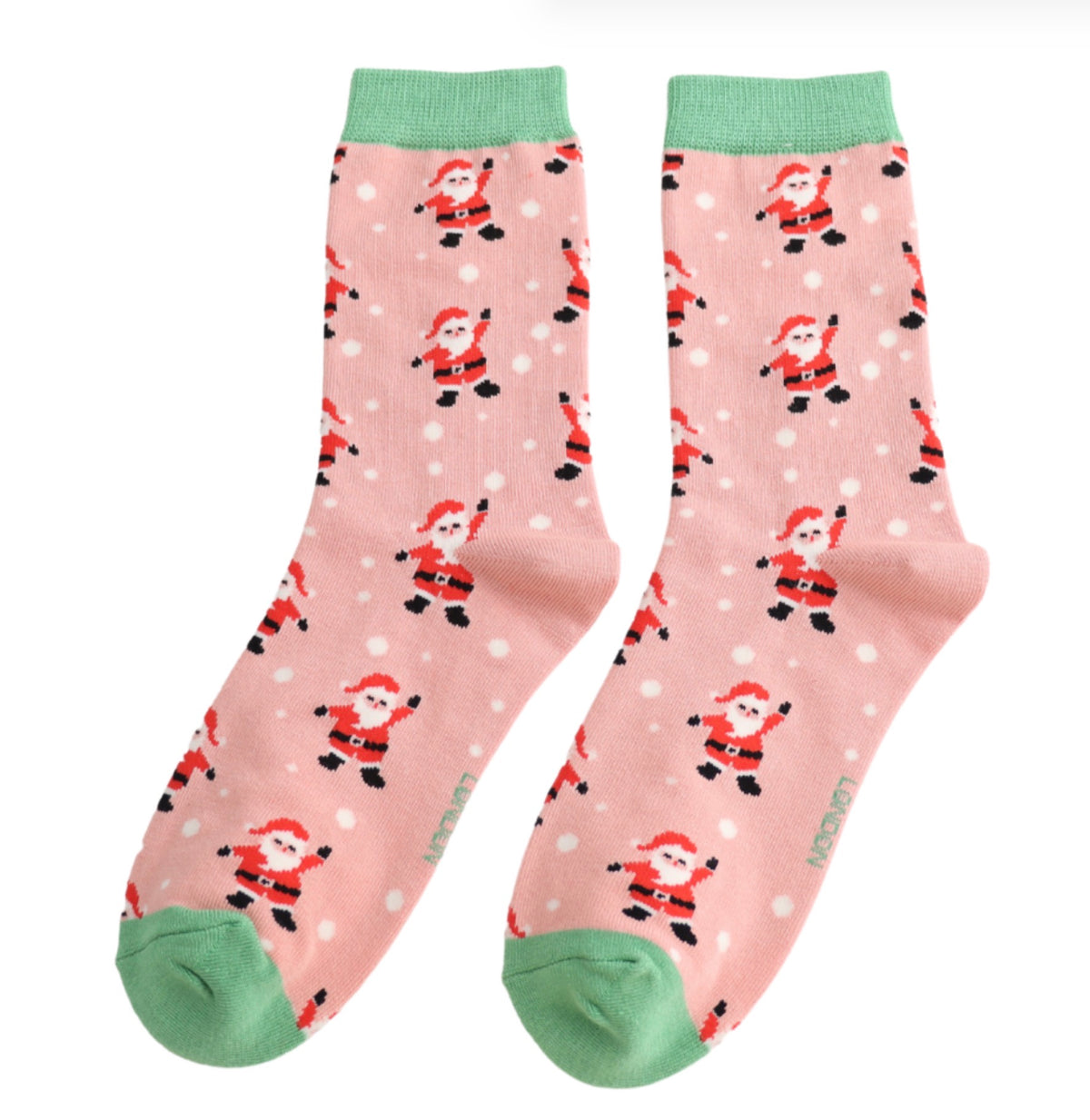 Miss Sparrow Jolly Santa Socks Dusky Pink
