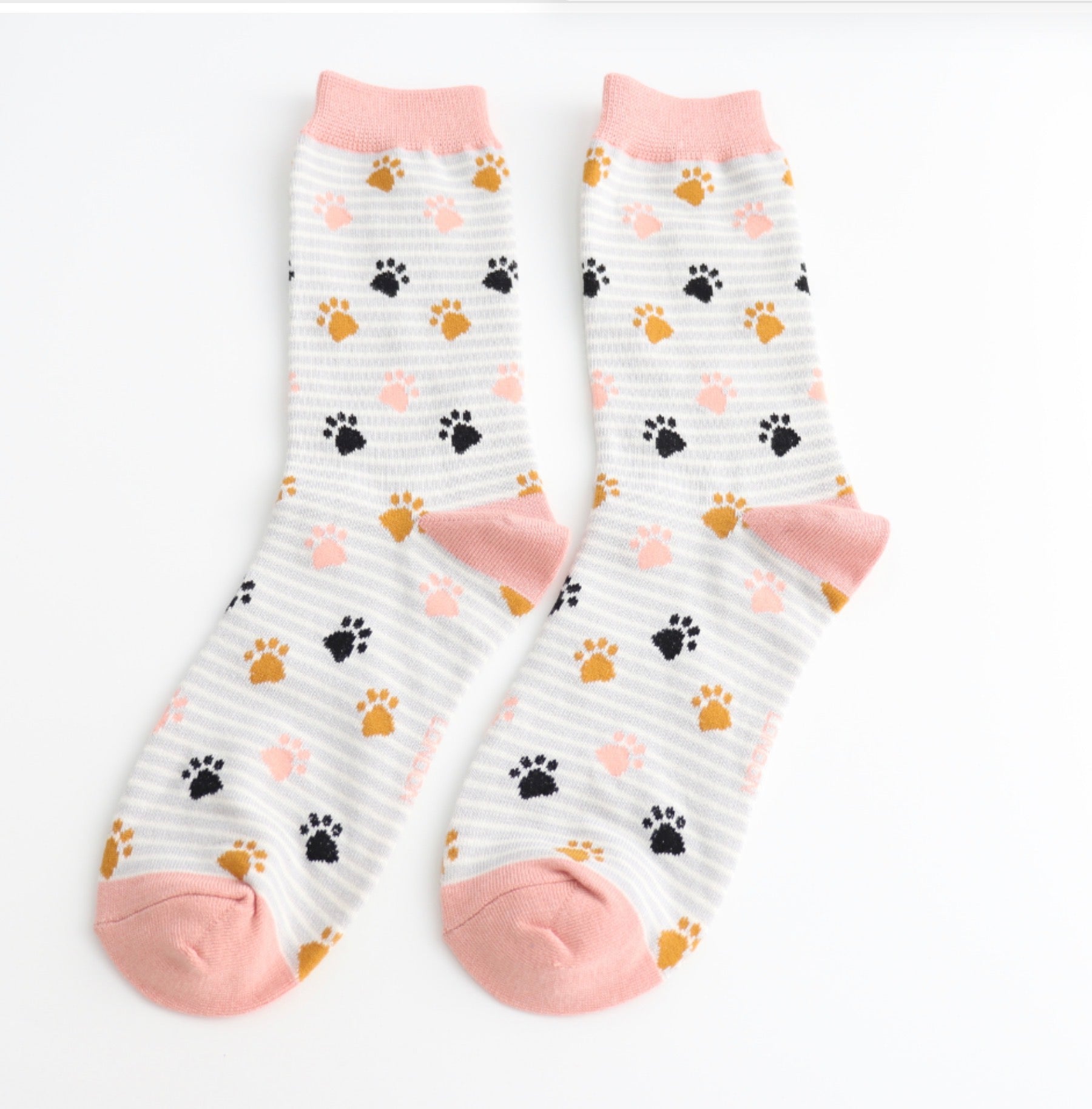 Miss Sparrow Paws & Stripes Socks Silver