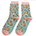 Miss Sparrow Cute Capybara Socks Green