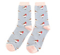 Miss Sparrow Robins on Stripes Socks Denim