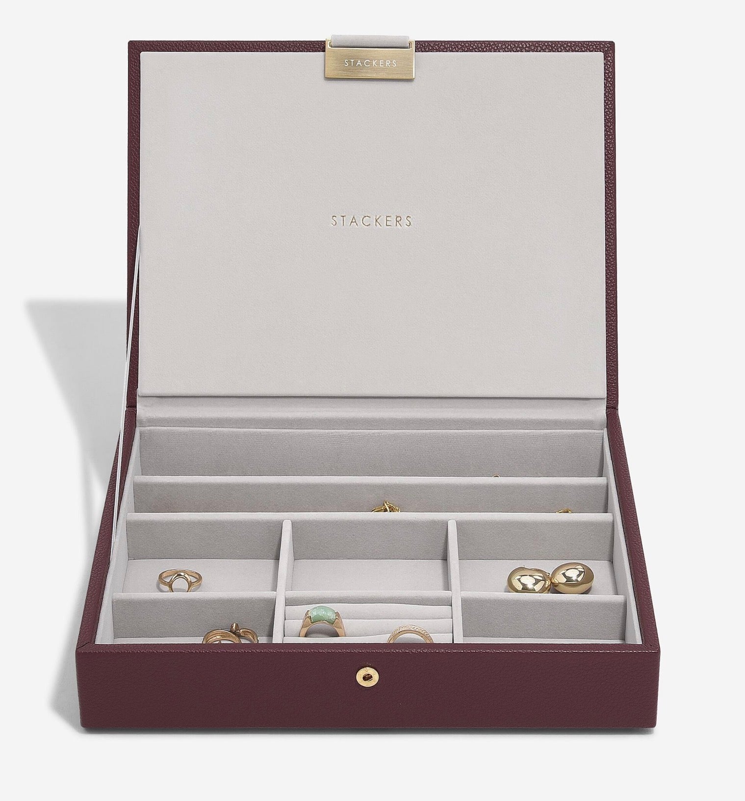 Stackers Classic Jewellery Box Lid Burgundy Pebble