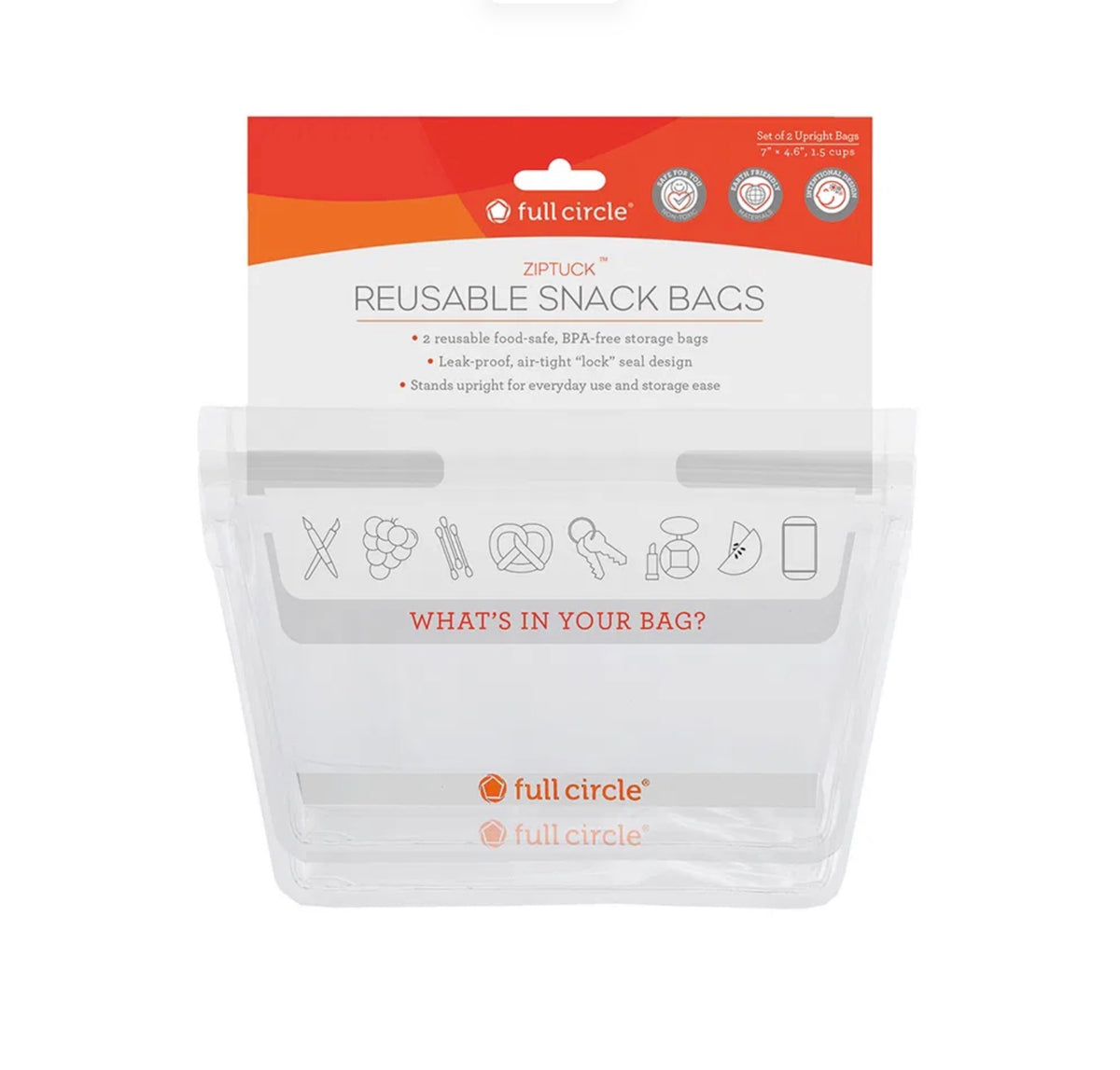 Ziptuck Reuseable Snack Bags Set of 2 Clear