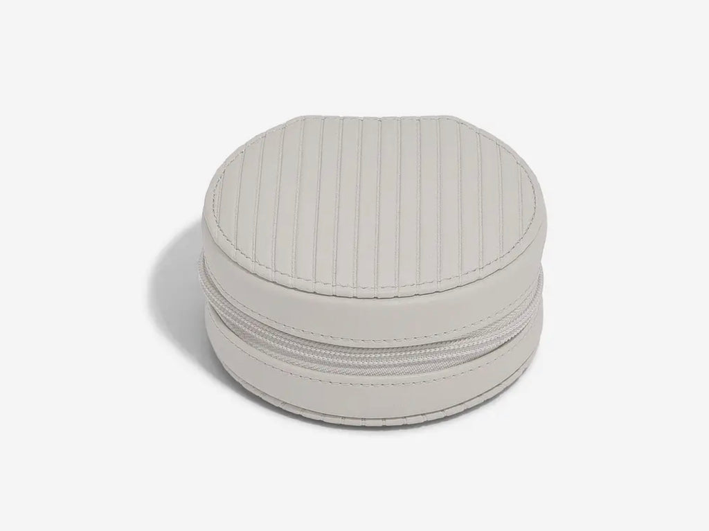 Stackers Fluted Round Travel Jewellery Box Limestone