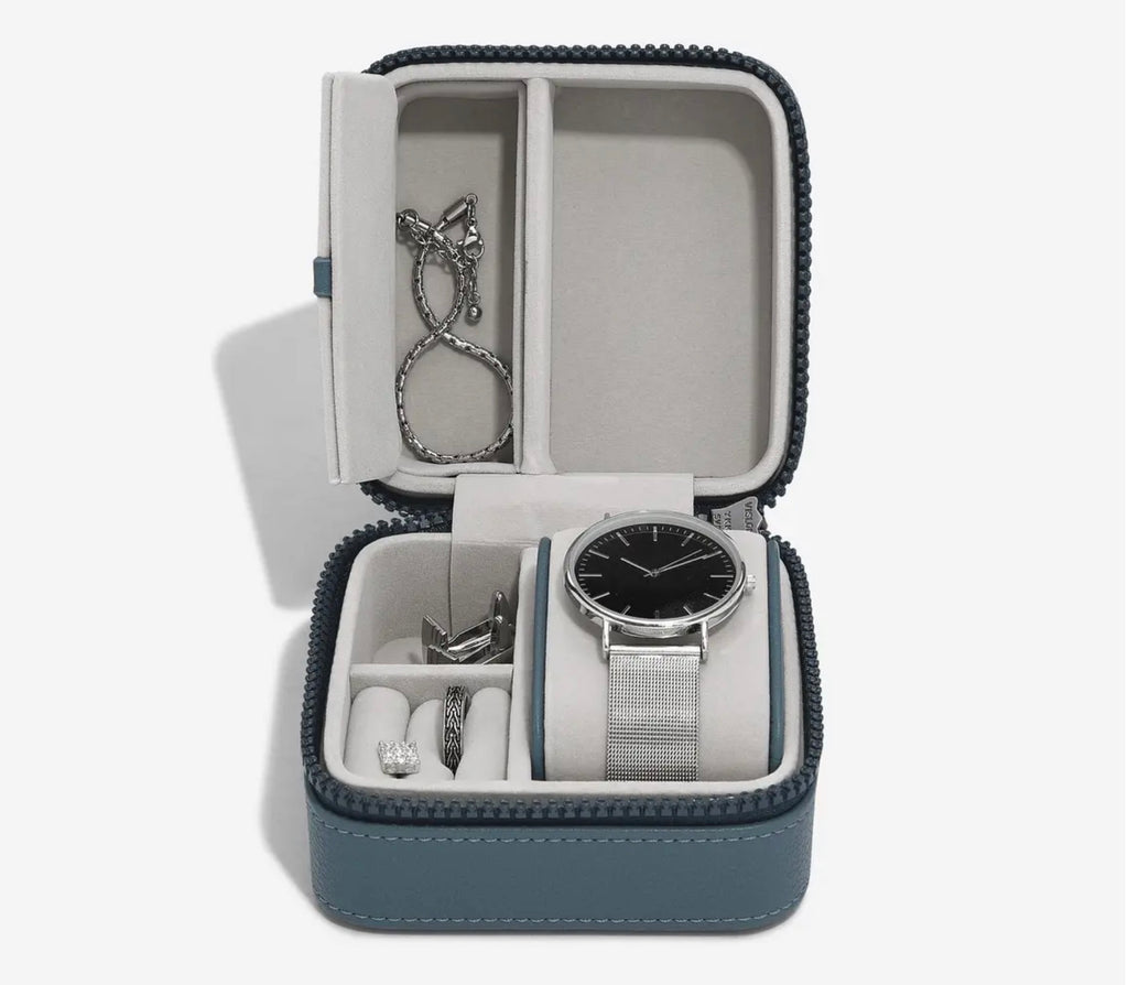 Stackers Canvas Watch & Jewellery Box Blue