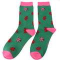 Miss Sparrow Ladybug Socks Dark Green