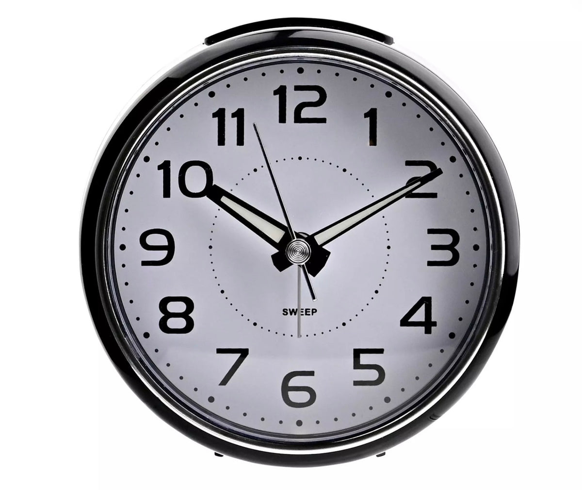 Hometime Alarm Clock Round with Illuminated Button Black Case