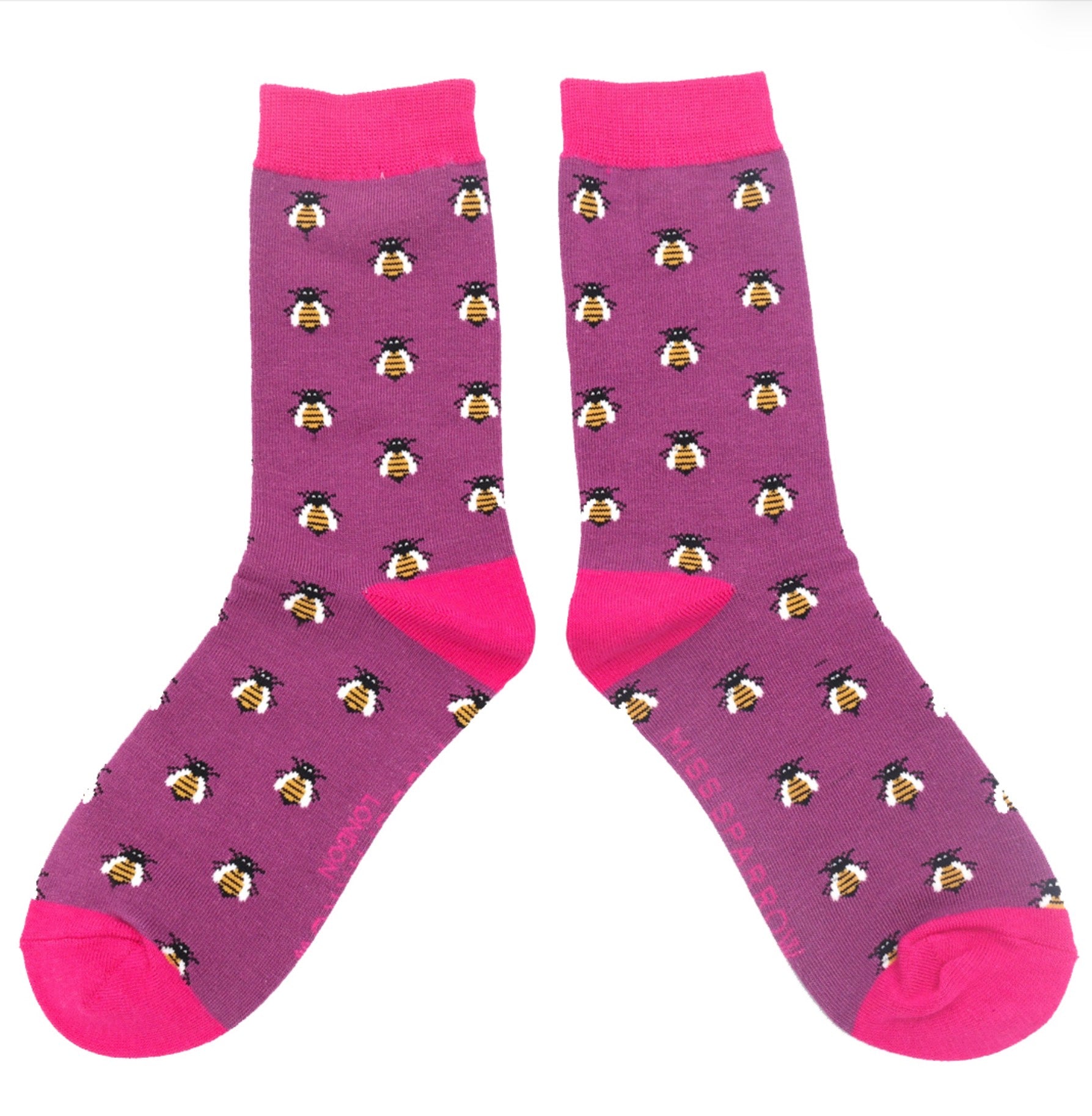 Miss Sparrow Honey Bees Socks Purple