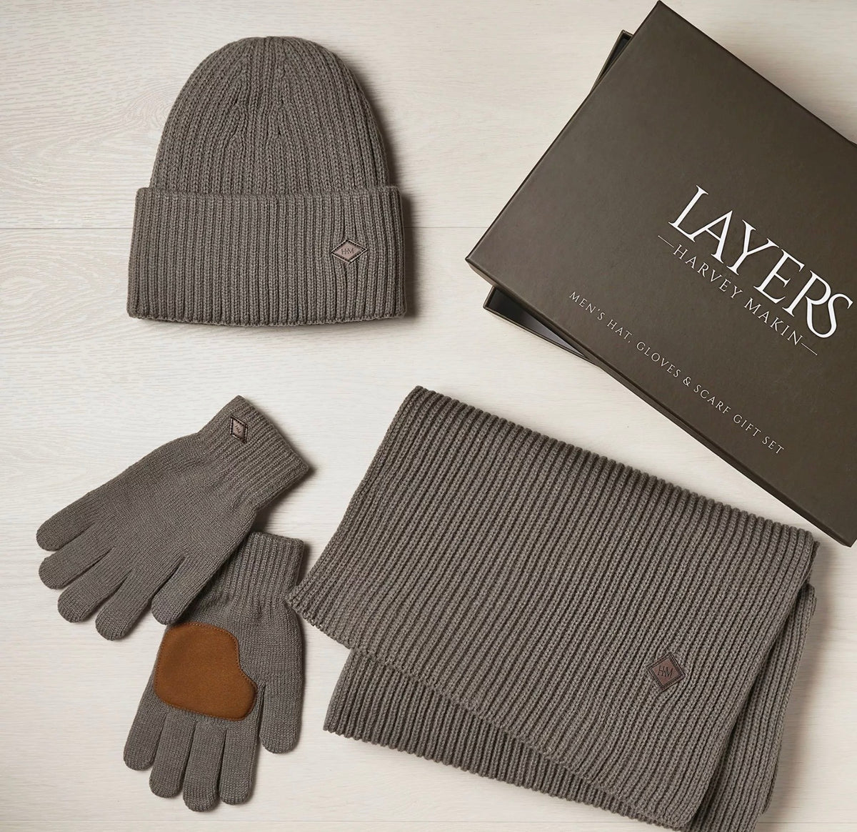 Harvey Makin Layers Hat Gloves and Scarf Gift Set - Grey