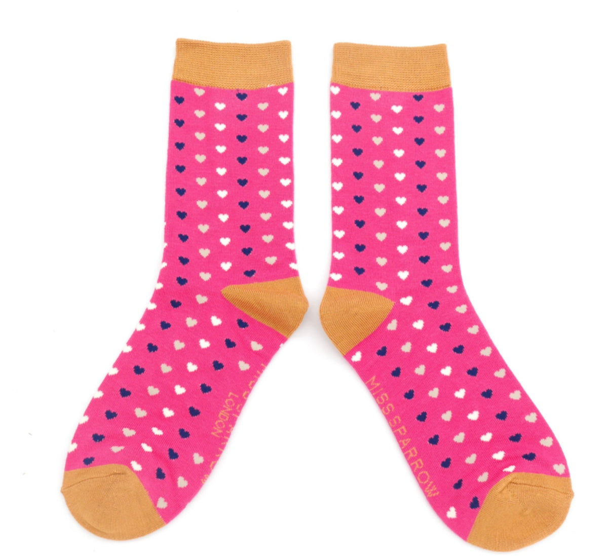 Miss Sparrow Hearts Socks Hot Pink
