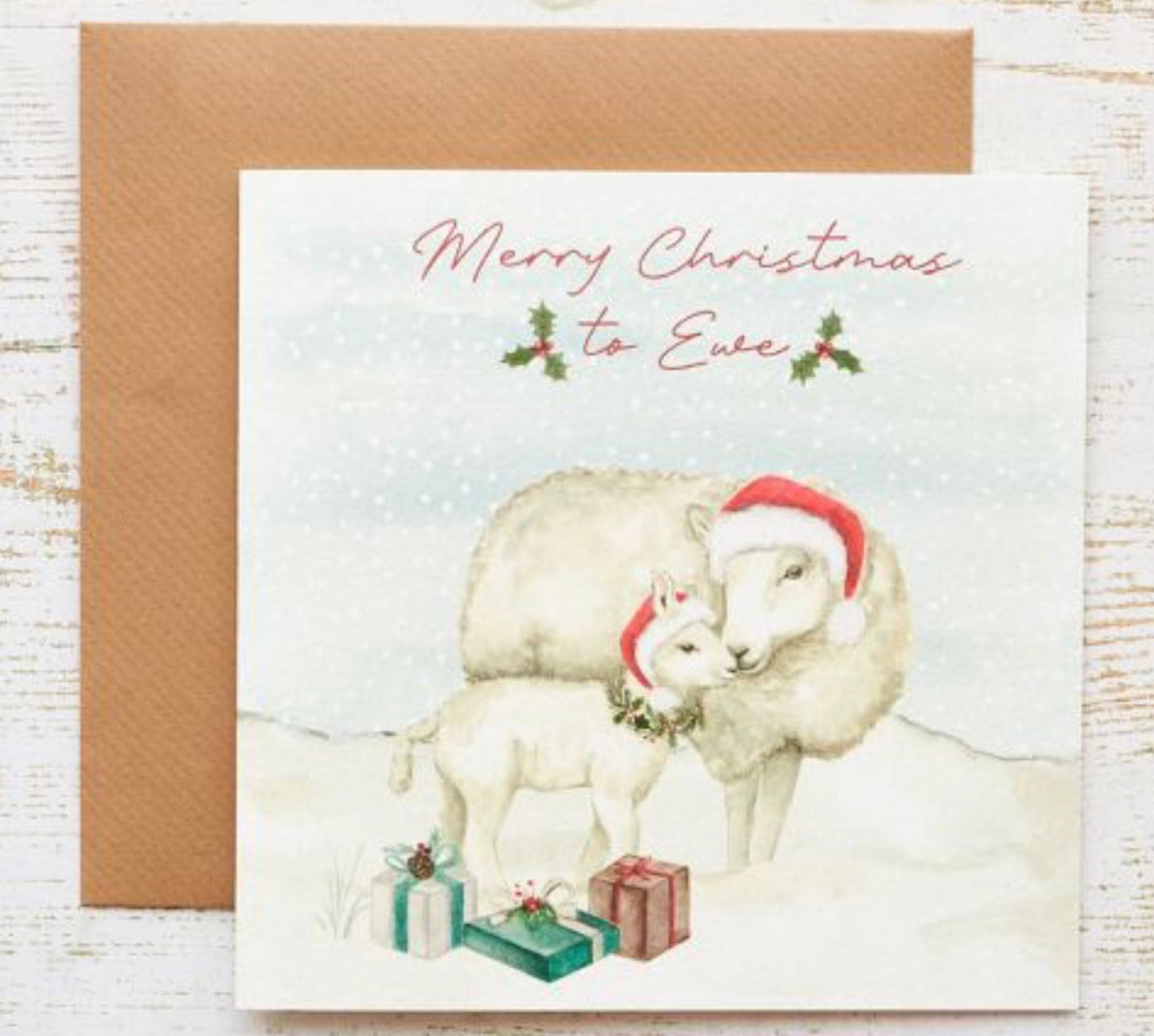 Merry Christmas To Ewe Card with Sheep & Lamb