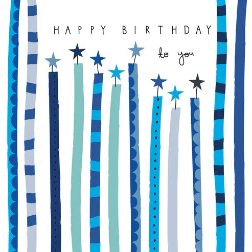 Belly Button Designs Happy Birthday To You Blue Stars & Candles Card