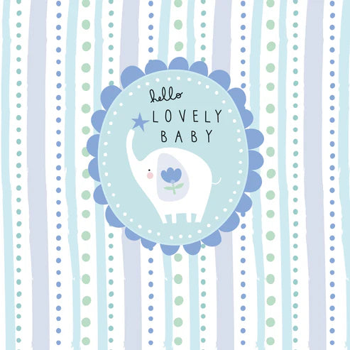 Belly Button Designs Hello Lovely Baby Boy Elephant Card