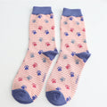 Miss Sparrow Paws & Stripes Socks Dusky Pink