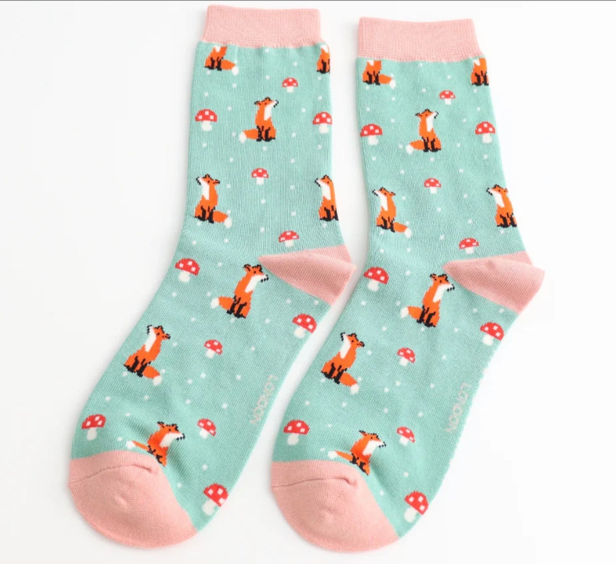 Miss Sparrow Fox & Toadstool Socks Green