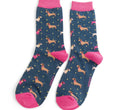 Miss Sparrow Sausage Dog & Spots Socks Navy