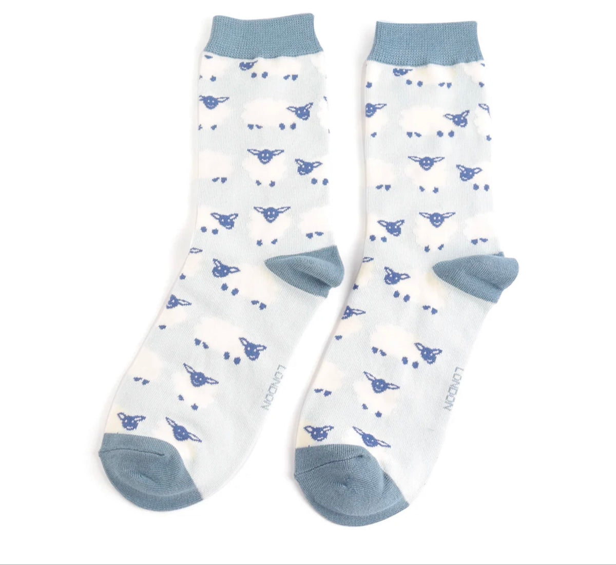 Miss Sparrow Happy Sheep Socks Pale Blue