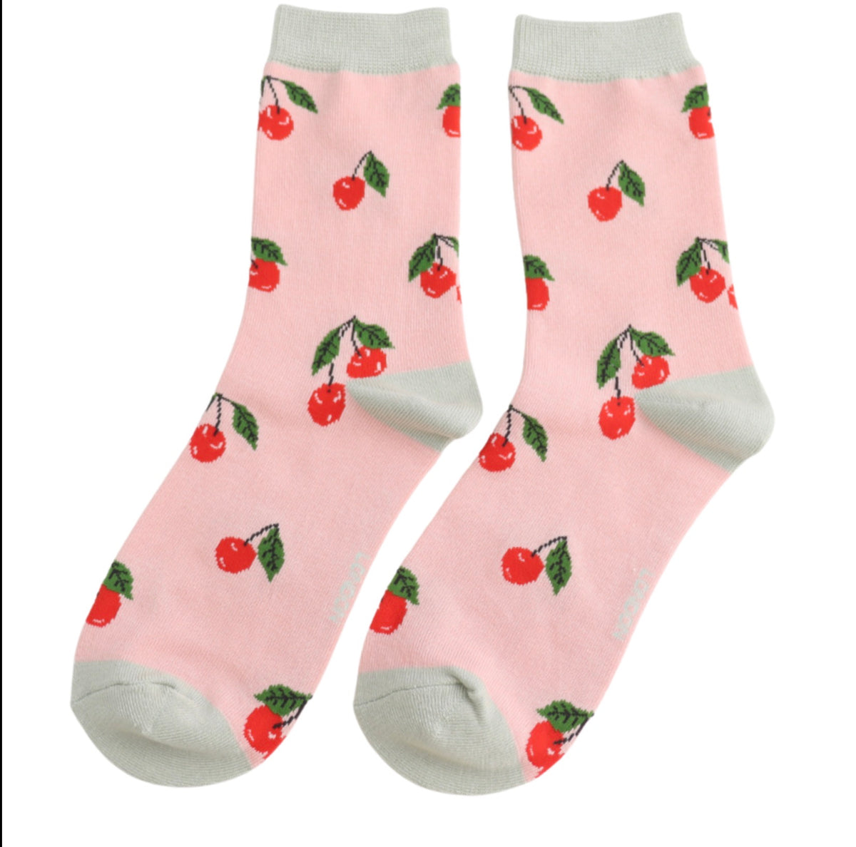Miss Sparrow Cherries Socks Pale Pink