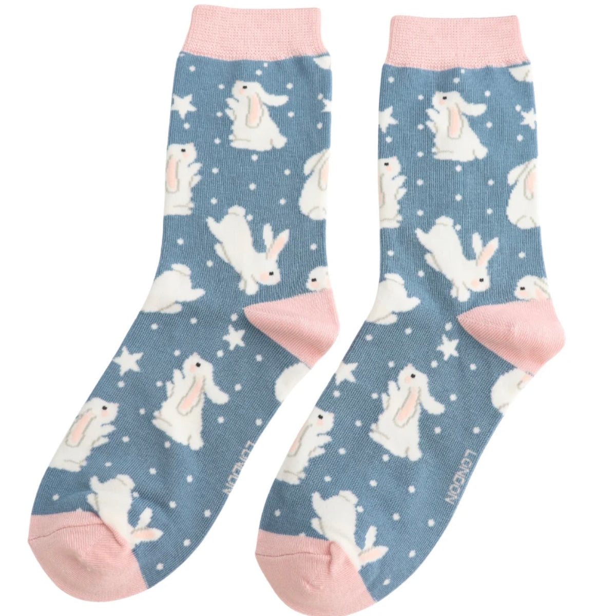 Miss Sparrow Bouncy Bunnies Socks Denim