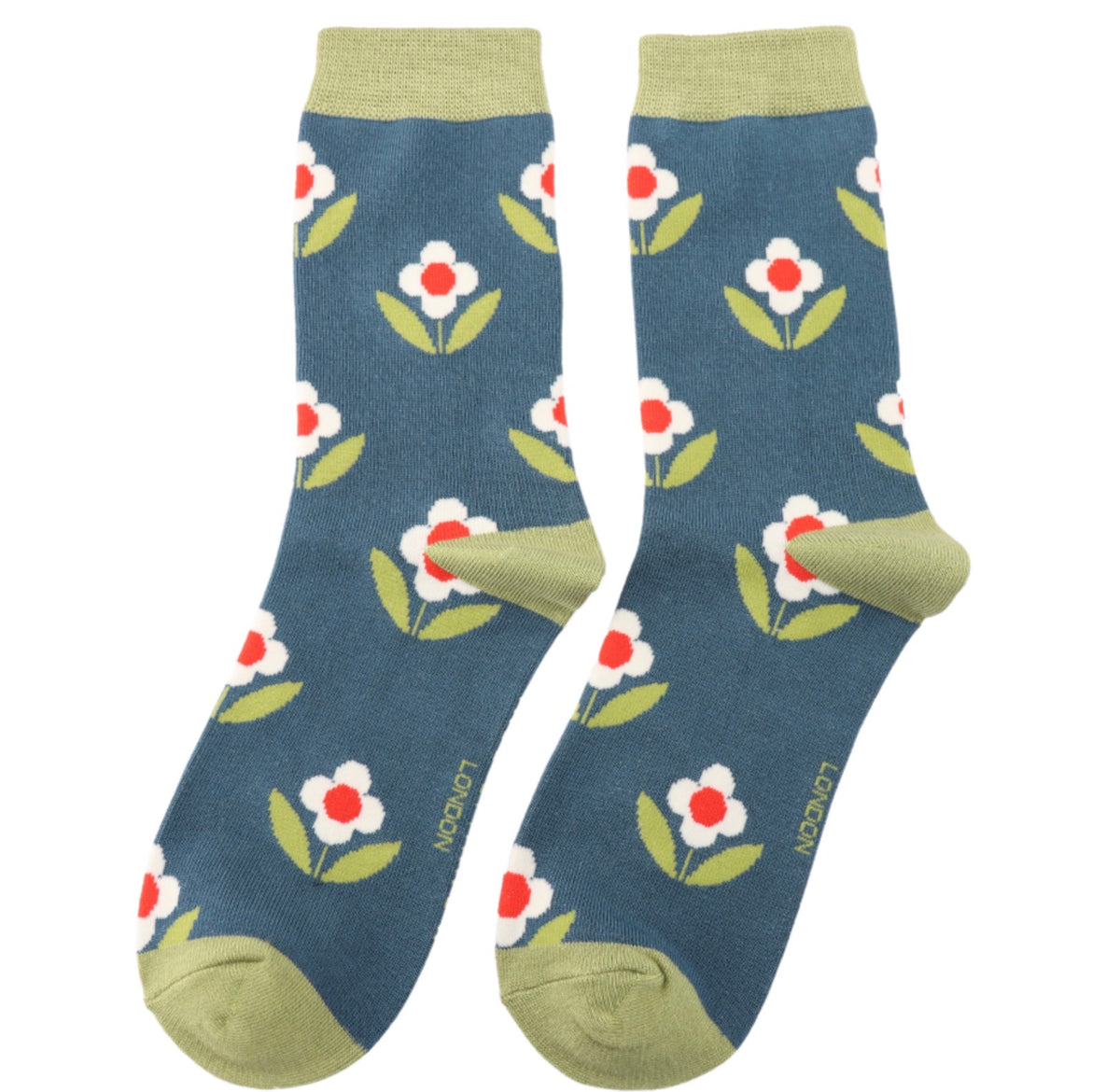 Miss Sparrow Retro Daisies Socks Teal