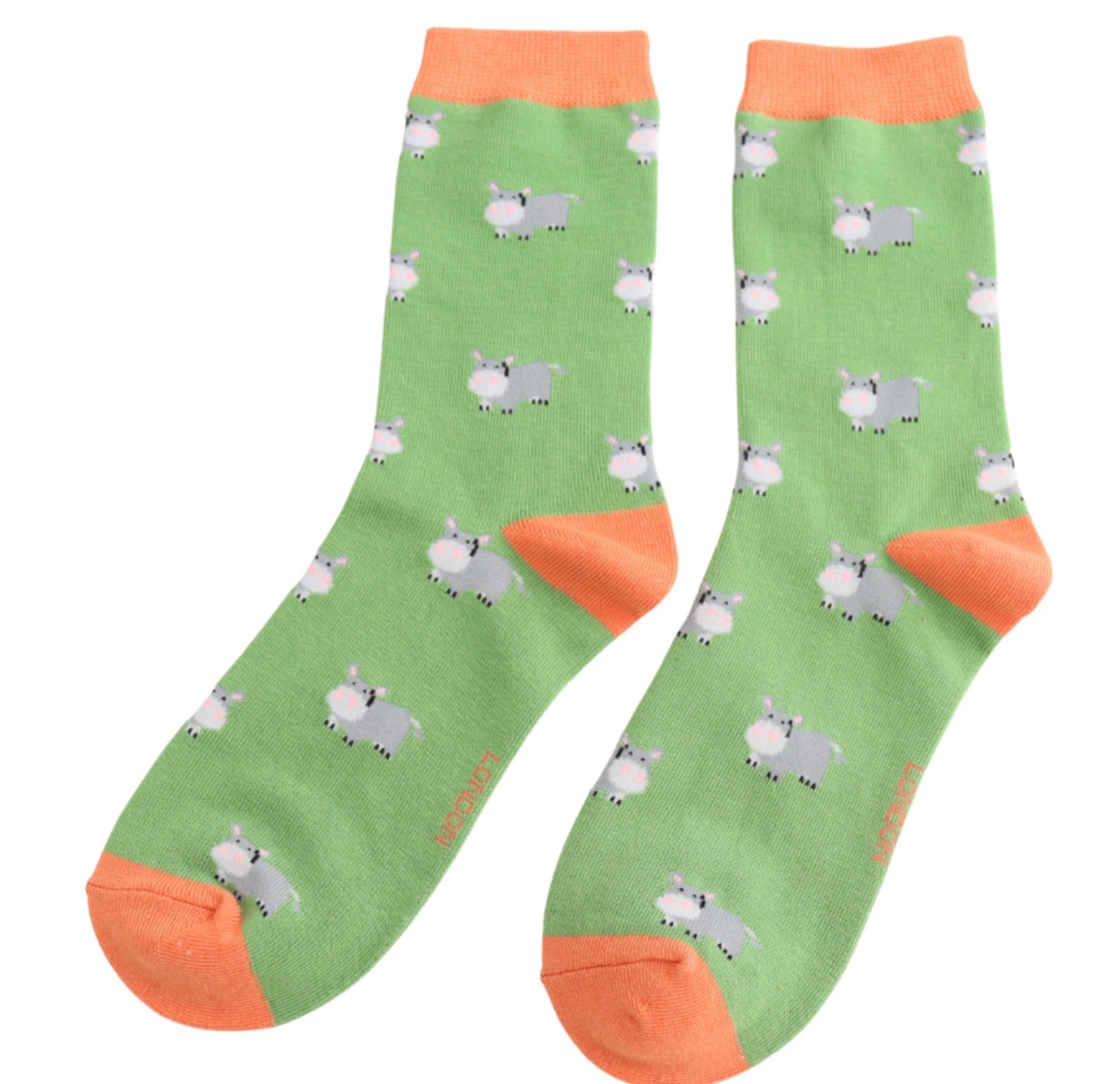 Miss Sparrow Hippos Socks Green