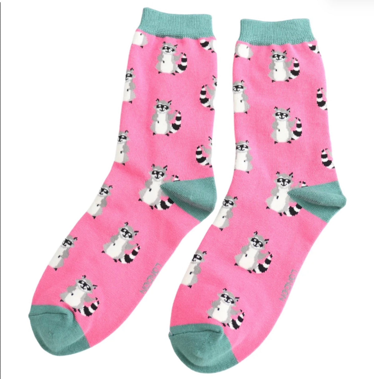 Miss Sparrow Racoons Socks Hot Pink